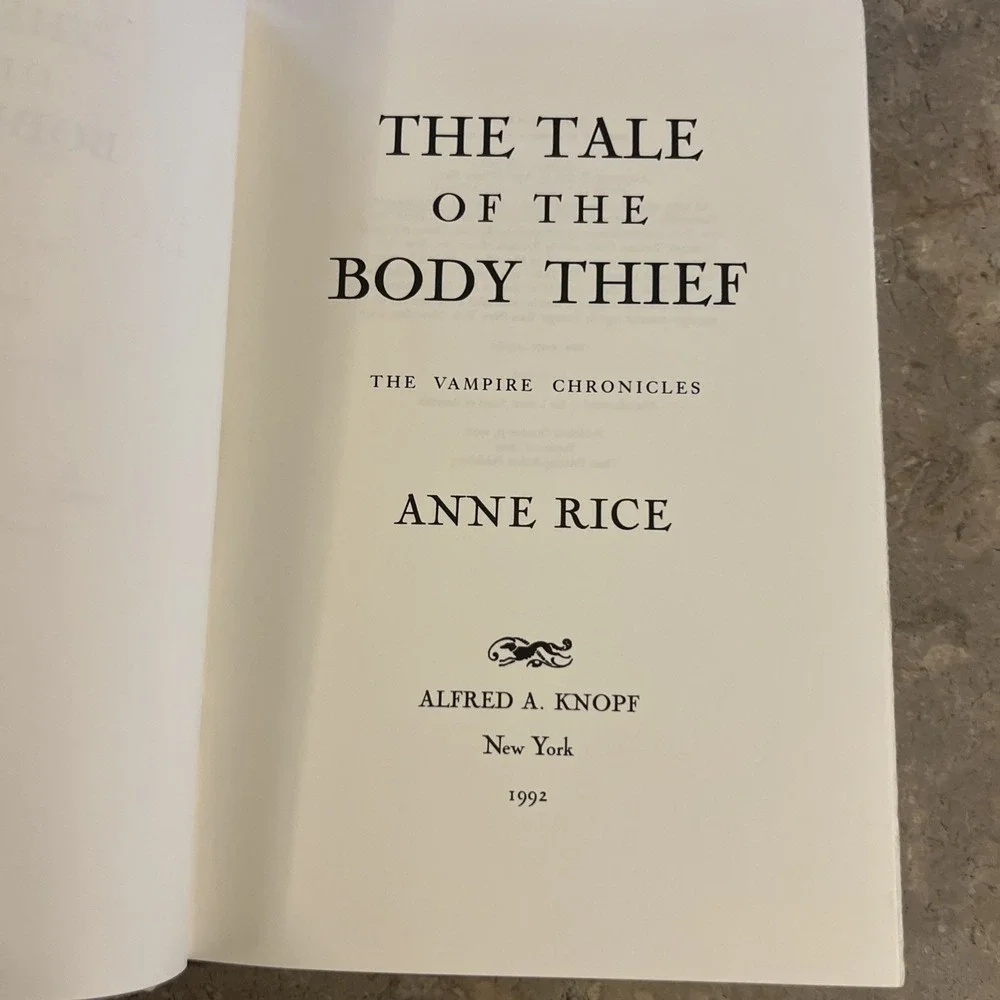 1992 The Tale of the Body Thief By Anne Rice First Edition Hardcover